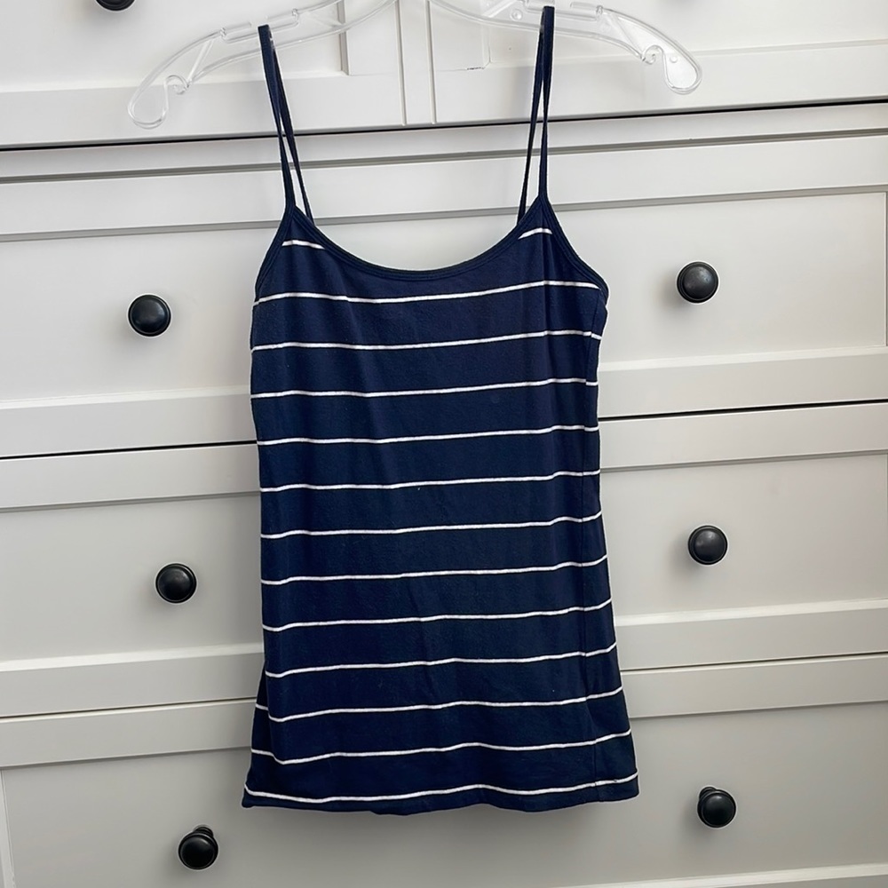 Forever 21 Women’s Navy & White Striped Tank Top w/ Spaghetti Straps - Small - Picture 1 of 4